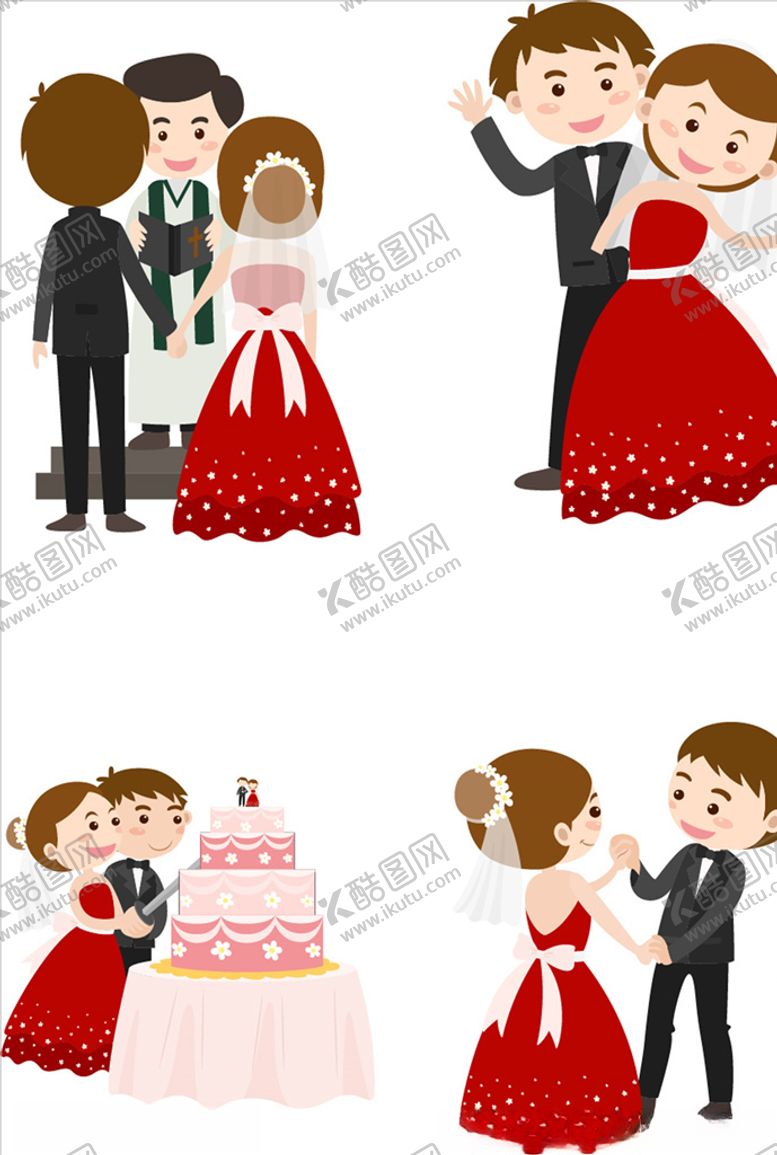 编号：46655904180448449001【酷图网】源文件下载-卡通新郎新娘