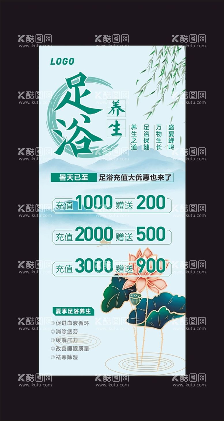 编号：03645809260946585408【酷图网】源文件下载-夏季足浴养生充值海报展架