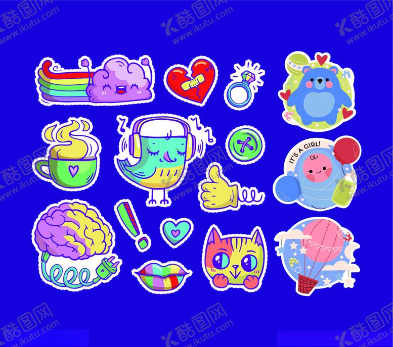 编号：56522611150159412067【酷图网】源文件下载-可爱卡通贴纸集合