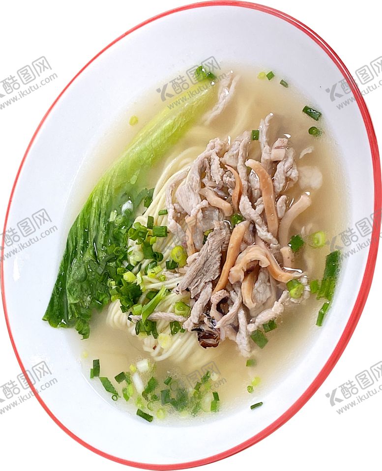 编号：80203902271357542371【酷图网】源文件下载-青菜墨鱼肉丝面