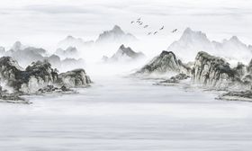 新中式山水中堂画