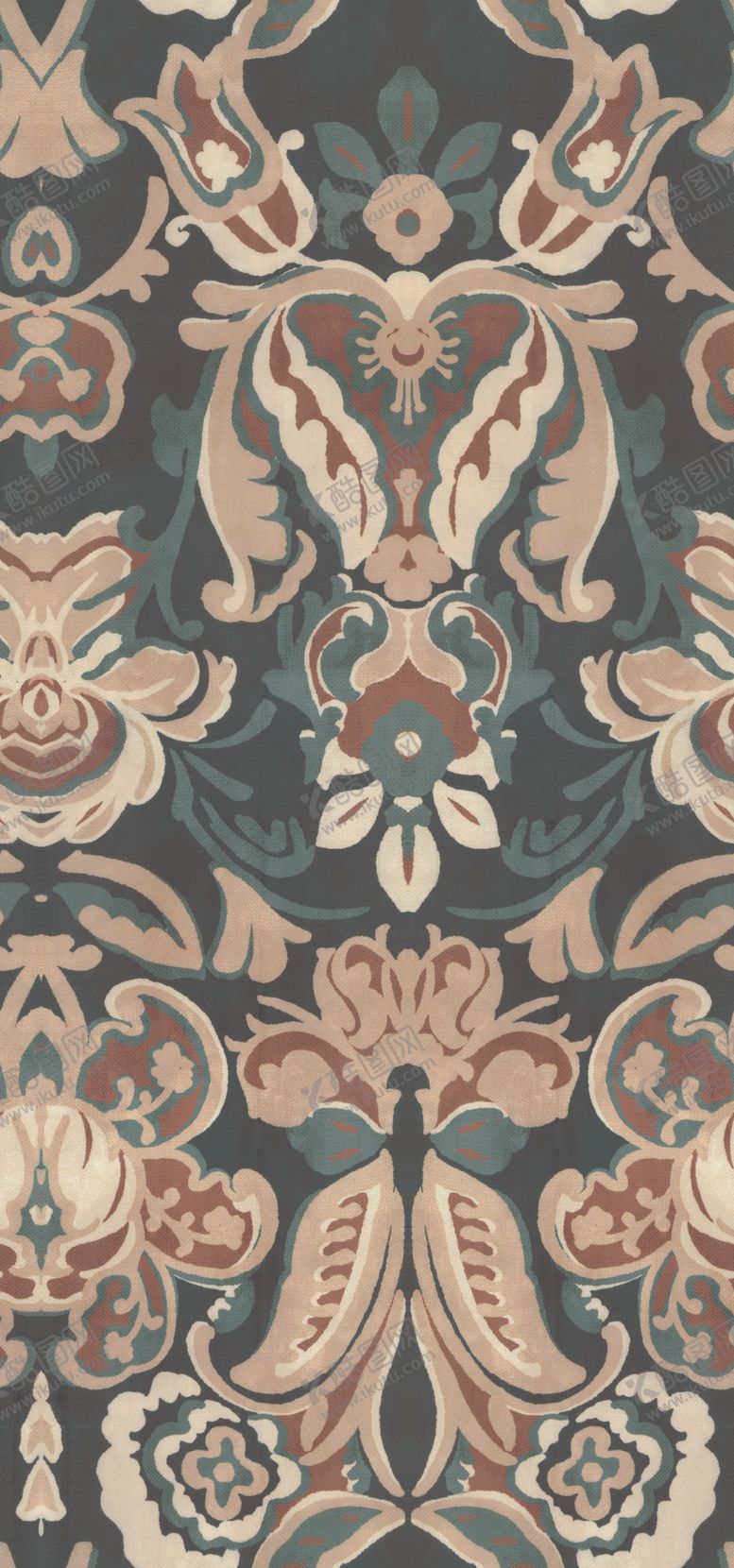 编号：75514801042003233767【酷图网】源文件下载-复古绿底花卉图案纹理