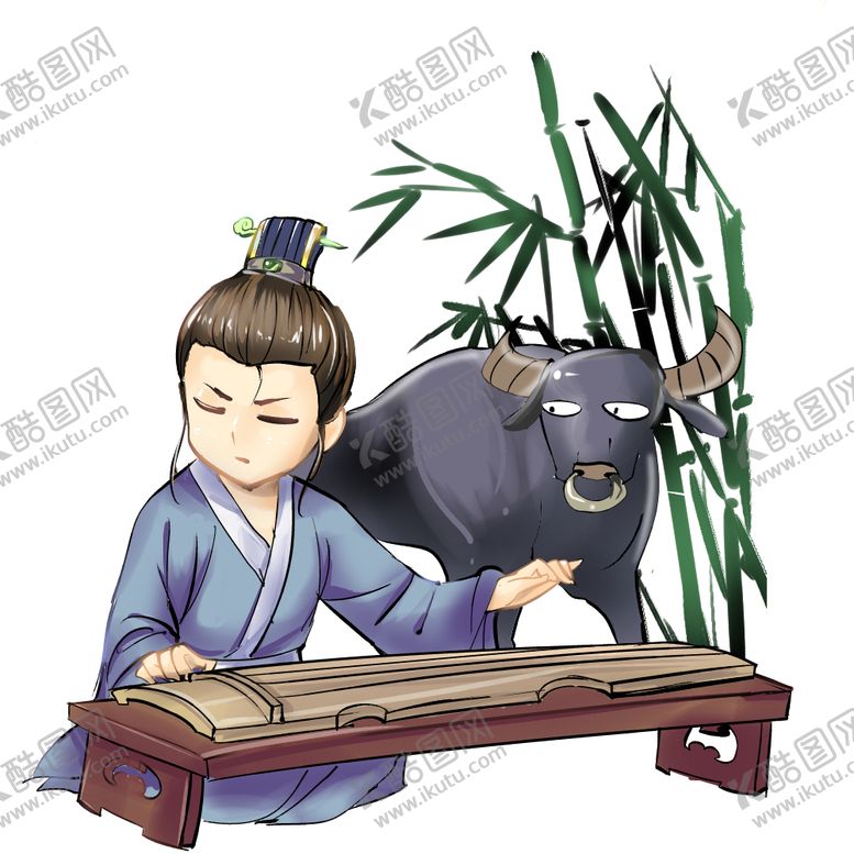 编号：14381704241602072781【酷图网】源文件下载-对牛弹琴复古插画卡通海报素材