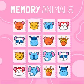 可爱动物记忆游戏图案