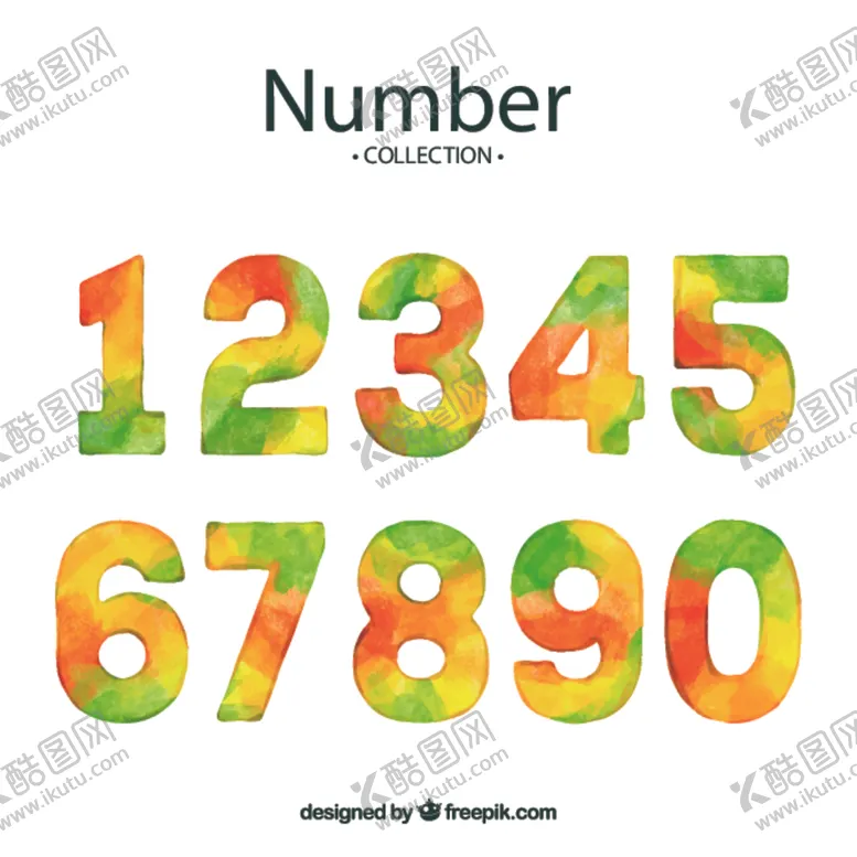 编号：50401802020021019063【酷图网】源文件下载-水彩绘混色数字
