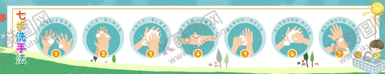 编号：55808601271655416802【酷图网】源文件下载-卡通七步洗手法