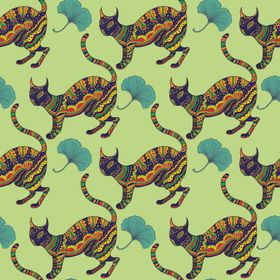 AI矢量猫咪无缝背景矢量素材