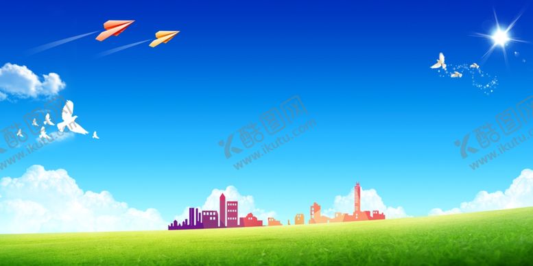 编号：24652710171242038637【酷图网】源文件下载-蓝天白云草地