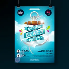 矢量卡通夏天派对海报