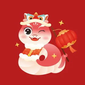 手绘卡通小蛇动画动物