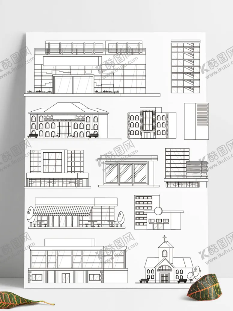 编号：14703610180523016918【酷图网】源文件下载-简约城市建筑物装饰元素线描