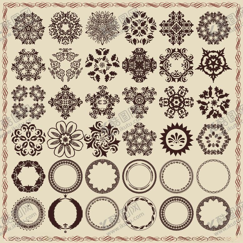 编号：39794610051448101320【酷图网】源文件下载-复古花纹图案集合