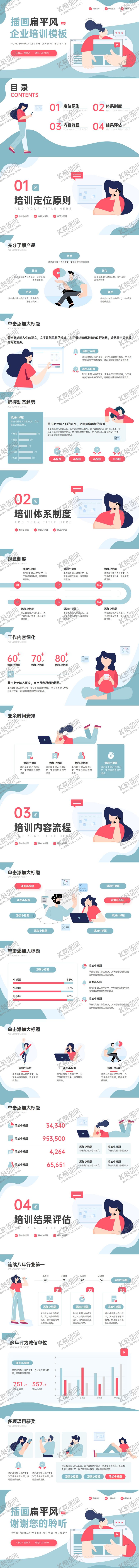 编号：19481201291303505004【酷图网】源文件下载-插画扁平风企业培训通用PPT模板