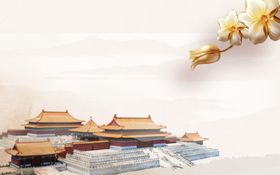 中国风背景墙式照相馆美食