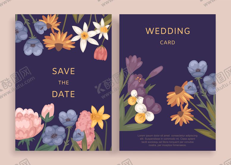 编号：79082704041842093967【酷图网】源文件下载-花卉婚礼请柬