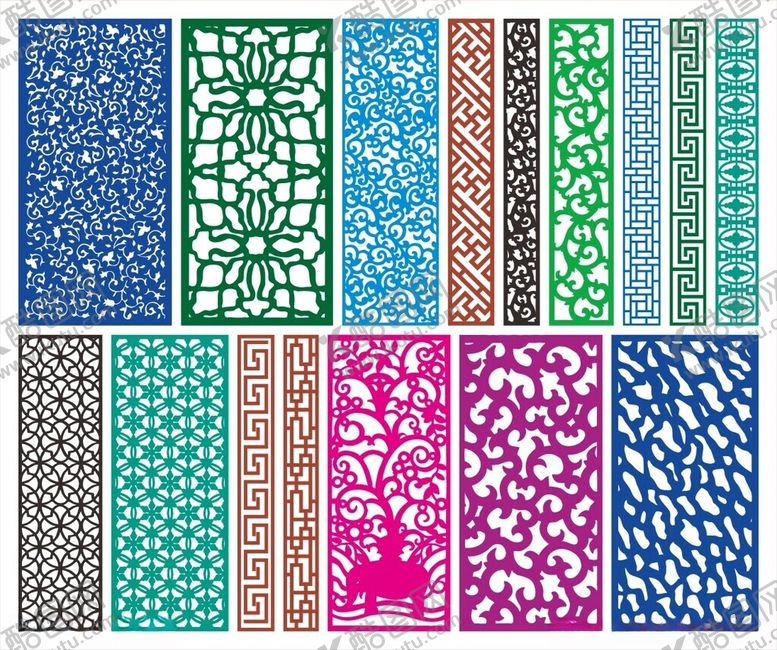 编号：72220710120654288501【酷图网】源文件下载-窗花镂空花纹屏风隔断雕花