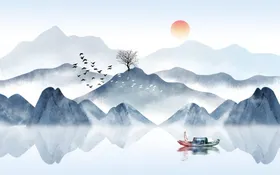 山水画大图风景国经理室