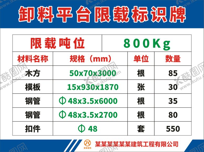 编号：84830601151526197073【酷图网】源文件下载-限载标识牌