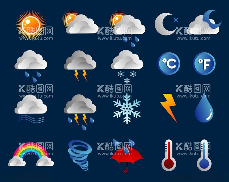 编号：63360312210807593315【酷图网】源文件下载-天气预报图标