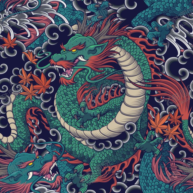 编号：07918209140010014013【酷图网】源文件下载-手绘龙风龙插画