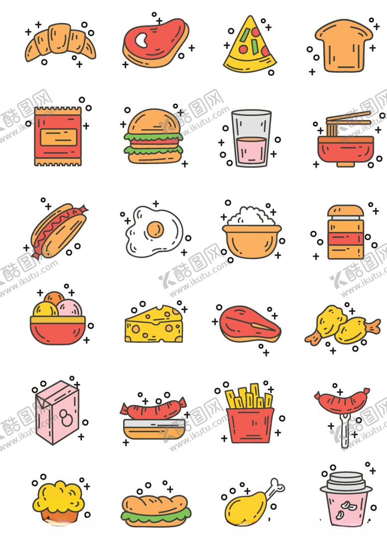 编号：68603107131148016203【酷图网】源文件下载-MBE风格好吃美食一箩筐图标