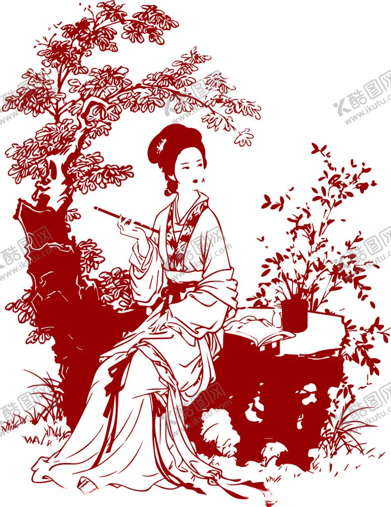 编号：48475602201033342184【酷图网】源文件下载-剪纸美女