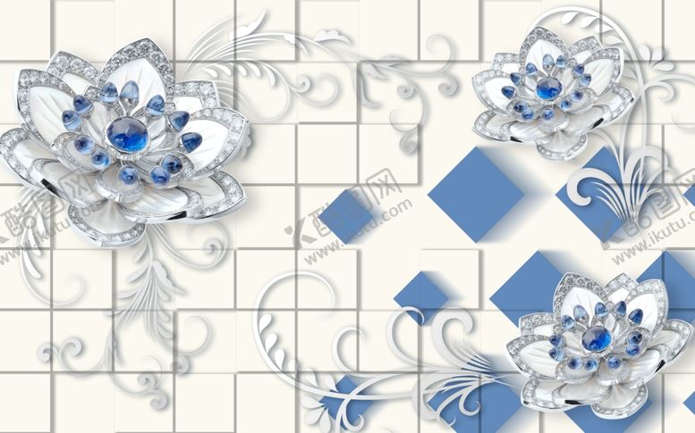 编号：35251610311000151497【酷图网】源文件下载-浮雕花珠宝花背景墙