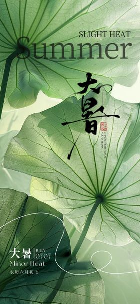 大暑节气海报荷叶简约二十四