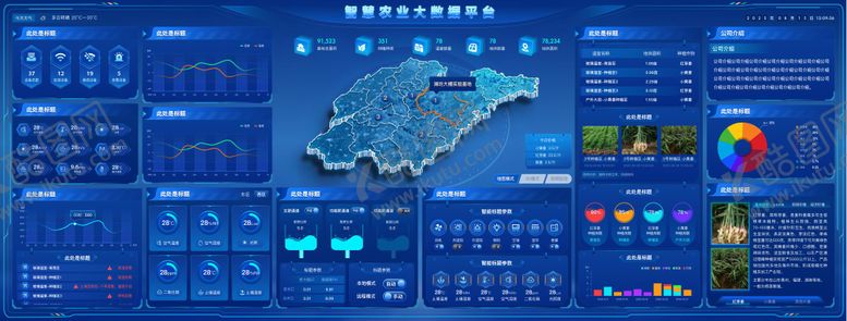编号：20125503091240398666【酷图网】源文件下载-智慧农业大数据可视化管理系统大屏