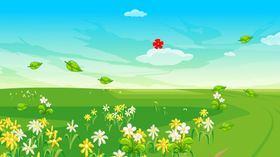 卡通蓝天白云草地背景