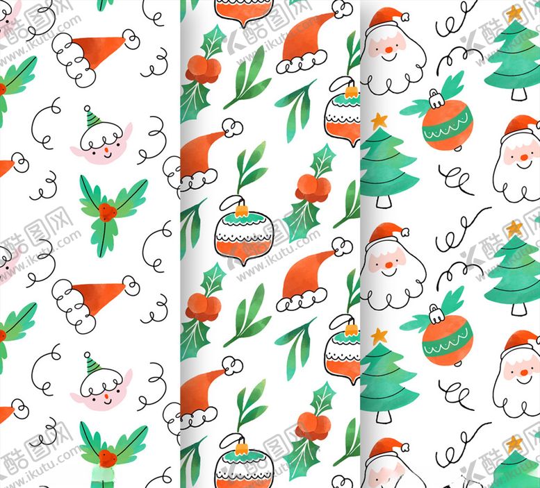 编号：33955809181559087326【酷图网】源文件下载-清新圣诞元素无缝背景
