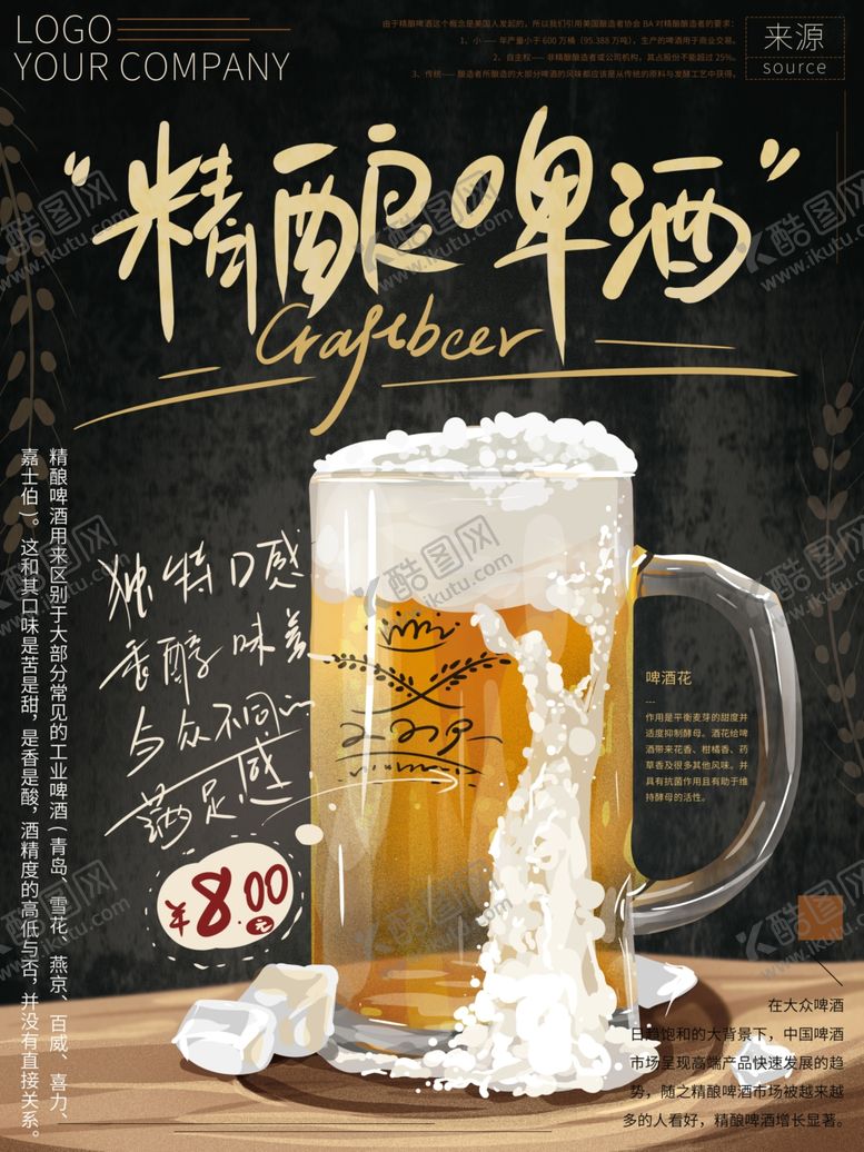 编号：88182609190306081775【酷图网】源文件下载-手绘精酿啤酒饮品促销海报