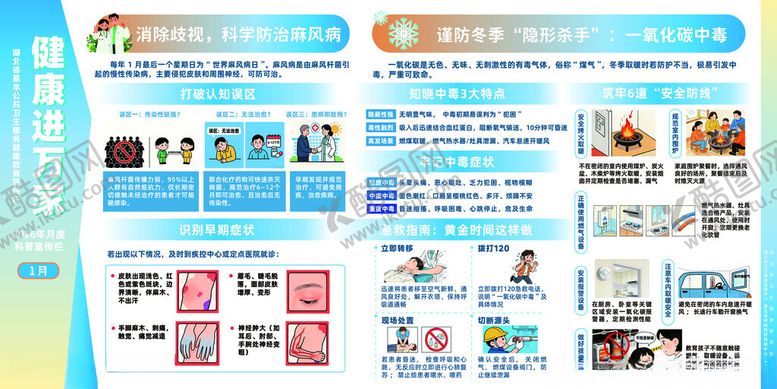 编号：69975604010827357365【酷图网】源文件下载-健康进万家2026年1月宣传栏