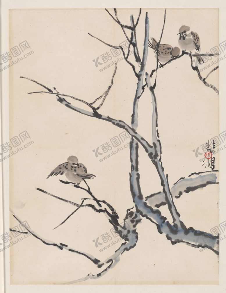 编号：63376009220828235535【酷图网】源文件下载-树枝鸟雀国画