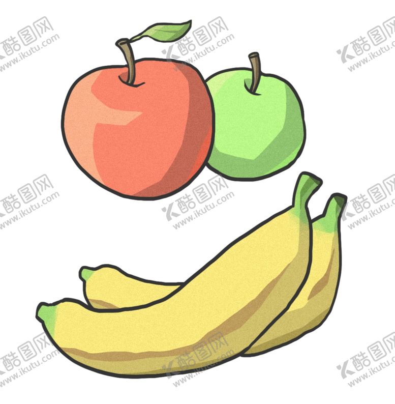 编号：74290406160957025771【酷图网】源文件下载-苹果香蕉手绘素材