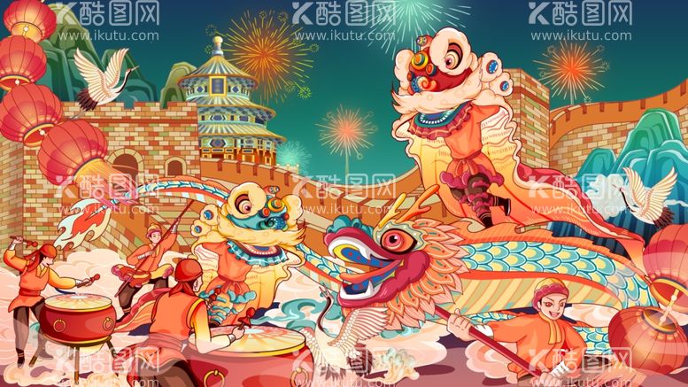 编号：50536311250748459374【酷图网】源文件下载-新年海报龙年卡通插画