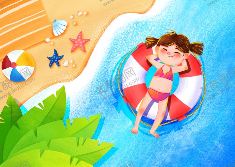 编号：10886109151509587997【酷图网】源文件下载-夏日度假的海滩小清新风插画