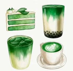 抹茶相关多酚甜点味饮品