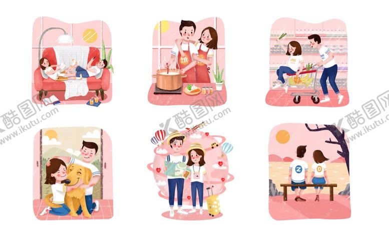 编号：46721610121207301144【酷图网】源文件下载-情侣插画