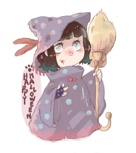 万圣节女巫扫帚元素婆