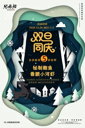 圣诞海报可编辑元旦活动分层