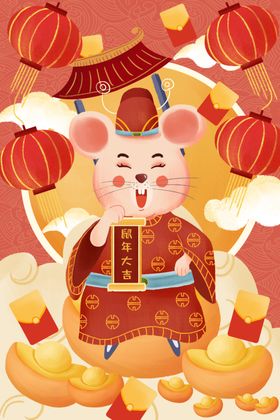 鼠年背景飘带宣传海报挂历