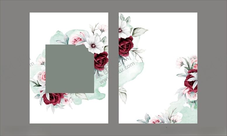 编号：29433411181904302819【酷图网】源文件下载-浪漫花卉装饰婚礼邀请函贺卡请柬