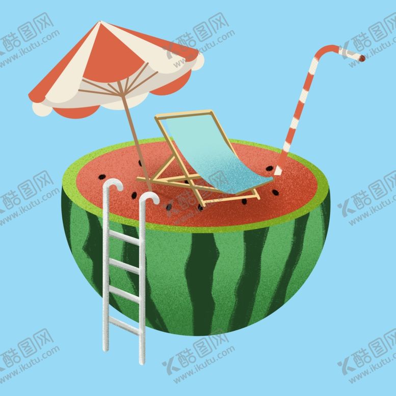 编号：99288910120545358755【酷图网】源文件下载-夏天西瓜度假清凉场景