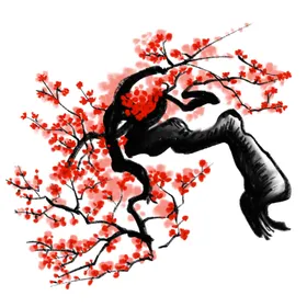水墨梅花卉背景红腊中国风