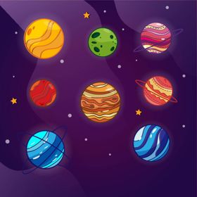星球背景宇宙卡通太阳系矮行