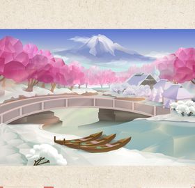 矢量景色自然风光手绘插画
