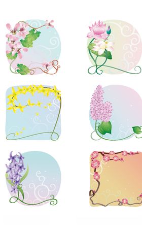 手绘水彩花卉英文字母logo