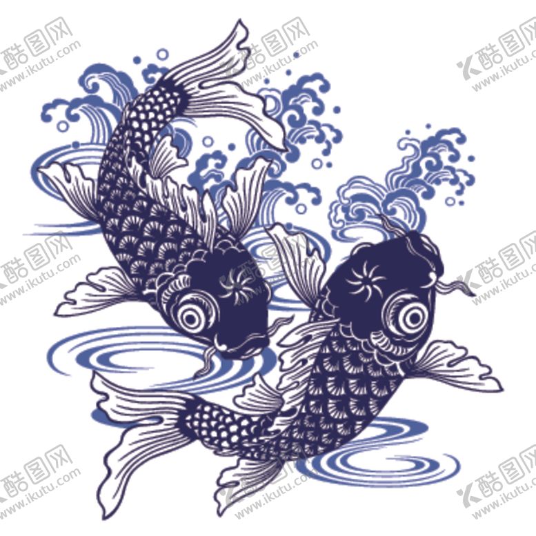 编号：59932909201916108343【酷图网】源文件下载-鲤鱼插画图案