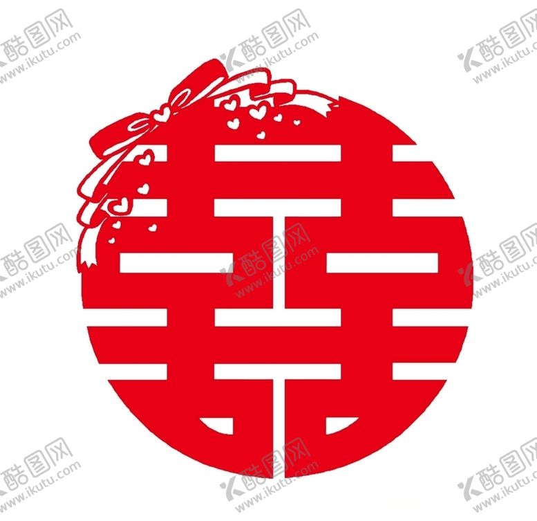 编号：20758007051703363092【酷图网】源文件下载-大红喜字窗花剪纸